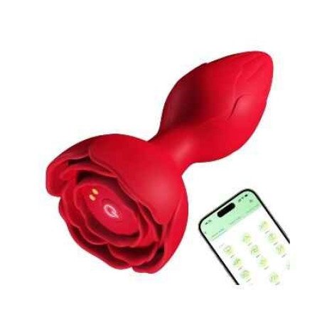 9 Vibration Modes Remote Control Rose Butt Plug